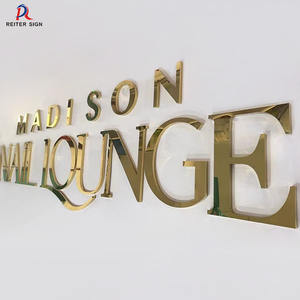 ป้ายกระจกสแตนเลสตัวอักษรสีทองป้ายโลโก้โครเมี่ยมสำหรับโฆษณาอาคารโรงเรียนรถยนต์ไฟ LED อะคริลิค3D ตามสั่ง - Product Image 6