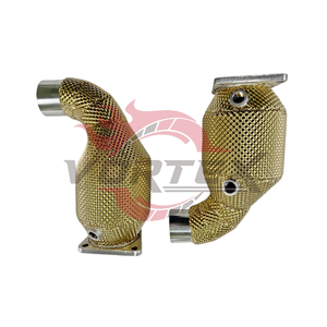 ท่อลงสแตนเลส 304 ขัดเงาสีทอง Vortex พร้อมแผ่นกันความร้อนสำหรับ Porsche 911 997.2 Turbo S ชุดอุปกรณ์ป้องกันความร้อน - Product Image 6