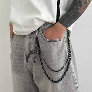 Chaîne de taille punk noire plaquée or, bijou de corps, accessoire pour pantalon en jean style hip-hop - Product Image 2