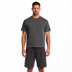 Ensemble court 2 pièces HuaYi GOTS & OEKO-TEX Tie Dye dégradé unisexe fait main, t-shirt et short ombrés, vêtements de détente pour hommes et femmes, été - Product Image 1