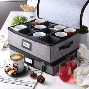 Caja de Almacenamiento de Tazas Plegable y Dividida de Tela <span class=keywords><strong>con</strong></span> Cierre, Resistente, para Armario de Cocina, para Tazas y Vasos - Product Image 3