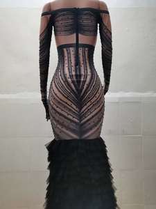 Novance Y1840 <span class=keywords><strong>abito</strong></span> da sera <span class=keywords><strong>lungo</strong></span> <span class=keywords><strong>nero</strong></span> 2022 <span class=keywords><strong>abito</strong></span> da ballo in rilievo <span class=keywords><strong>abito</strong></span> da sposa <span class=keywords><strong>abito</strong></span> trasparente da donna sfilata di moda con coda lunga - Product Image 5