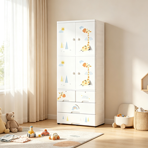 <span class=keywords><strong>Armoire</strong></span> en plastique pour enfants avec barre de suspension et plusieurs tiroirs pour ranger les vêtements de bébé - Product Image 6