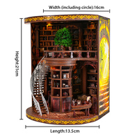 OCHOICE Vente en gros personnalisée : Kits de maisons miniatures DIY 'Bibliothèque du Temps', maison de poupée en bois 3D à assembler avec lumières LED, kit 'Coin lecture' DIY