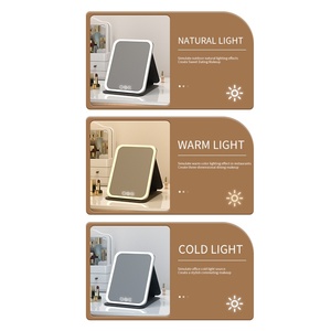 Espejo de Maquillaje LED Portátil, Plegable y Recargable, con Luz de Relleno, Modelo 806, Éxito de Ventas Internacional, con Estuche de Cuero # - Product Image 1