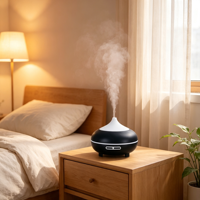 Diffuseur ultrasonique de table noir et blanc pour huiles essentielles, machine à parfum avec lumière LED, humidificateur d'aromathérapie domestique