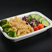 Promotion Ecoway Assiette rigide jetable biodégradable 850 ml, boîte alimentaire multi-compartiments avec couvercle en bagasse pour nouilles, aliments pour bébés, pommes de terre