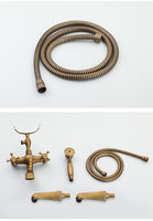 Robinet de bain en laiton antique à deux poignées, style rétro, mitigeur de baignoire mural - Ensemble douche