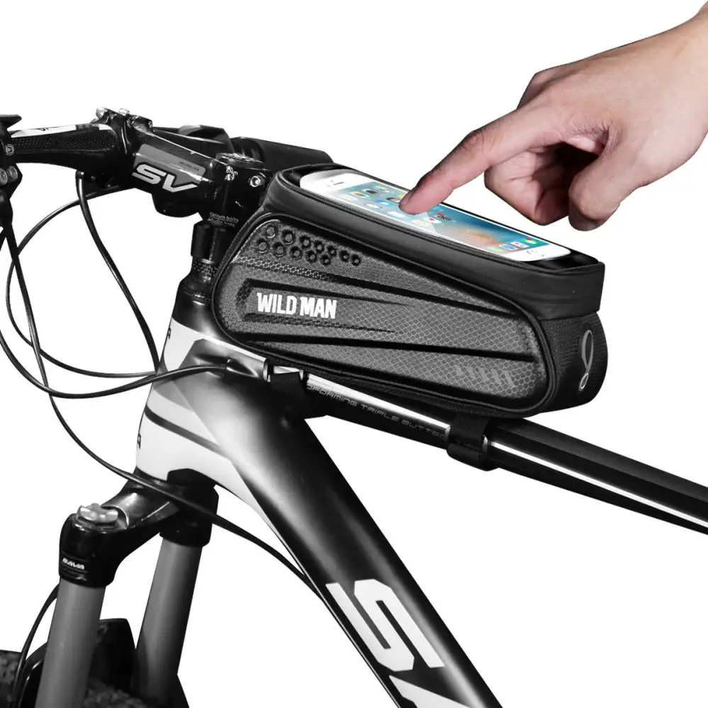 WILDMAN su geçirmez bisiklet çanta çerçevesi ön en tüp bisiklet çanta yansıtıcı telefon kılıfı dokunmatik çanta MTB bisiklet aksesuarları
