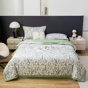 Chăn hè cotton cao cấp, họa tiết hoa tulip, chất liệu lụa đá mát lạnh, dành cho một hoặc hai người, kèm vỏ chăn, kiểu tối giản sang trọng. - Product Image 6