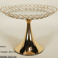 Décorations de table pour centre de table, vases trompettes dorés avec perles de cristal, vase trompette en métal haut avec perles de cristal