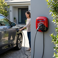 Estação de Carregamento EV 32A OCPP 1.6J Tipo 2 AC, Carregador Rápido para Carros Elétricos de 7KW a 21KW com RFID, Montagem na Parede