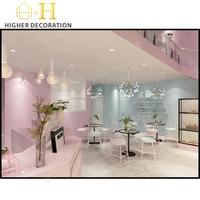 Vitrine de présentation en marbre et verre avec éclairage LED, comptoir en bois pour boulangerie, confiserie, café, pour la vente en magasin et en centre commercial