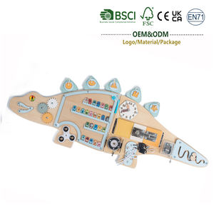 Jouets Montessori Dinosaure Tableau d'activités mural <span class=keywords><strong>Jeu</strong></span> de société Jouet en bois éducatif multifonctionnel pour bébés Développement cognitif - Product Image 1