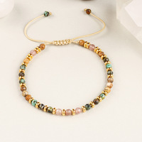 2025 fait à la main Style rétro tressé corde Bracelet coloré perles de pierre semi-précieuses avec Design géométrique unisexe cadeau à la mode
