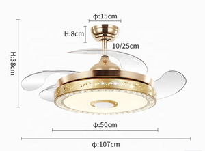 <span class=keywords><strong>Ventilador</strong></span> de <span class=keywords><strong>techo</strong></span> de cristal, luz invisible, retráctil, plegable, jaula de CC, con interruptor de control remoto de luz, 220v, para Baño - Product Image 4