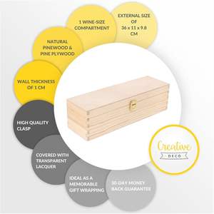 Boîte à <span class=keywords><strong>vin</strong></span> en pin massif peinte Creative <span class=keywords><strong>Deco</strong></span>, 1 bouteille, luxe, écologique, rangement cadeau, logo personnalisé, Noël, Long River - Product Image 5