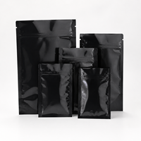Sacs d'emballage mats en Mylar à fermeture éclair, noirs, à trois soudures latérales, de qualité alimentaire, pour café en poudre, snacks et électronique