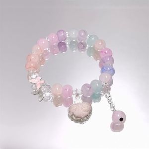 Pulsera de cuentas de cristal craquelado Fantasy Popcorn con dije de mariposa, pulsera de cuentas de colores degradados, pulseras de la amistad para mujer, joyería - Product Image 6