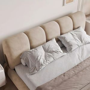 Cama Dune Minimalista Moderna, Cama Doble de Lujo Personalizada, Cama Tapizada con Textura de Arena para Dormitorio - Product Image 4