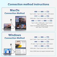 Monitor Portátil Plegable Doble para Laptop, Plug and Play, Sin Necesidad de Controladores Adicionales, Diseño Apilable Ligero para Multitarea en la Oficina