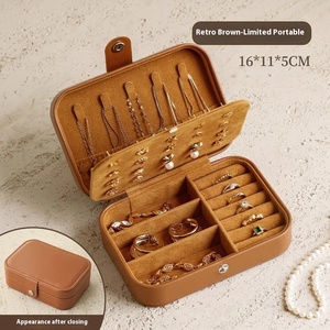 Boîte en cuir <span class=keywords><strong>doré</strong></span> de grande capacité pour bijoux rétro haut de gamme, idéale pour ranger boucles d'oreilles, bagues, bracelets et colliers - DORE Zhejiang - Product Image 6