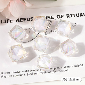 16mm Acrylic AB Coated Square Beads - <b>Sparkling</b> Duo Color Hollow Geometric Beads for DIY Jewelry Making <b>Bag</b> Bracelet Car Charm - Product Image 2