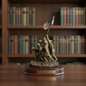 Figura Decorativa de Metal Pintada a Mano, Estatua de Iwo <span class=keywords><strong>Jima</strong></span> con Base de Madera - Product Image 1