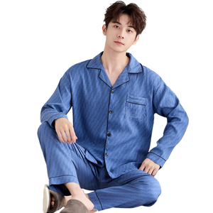 Conjunto de Camisa de Manga Larga con Cuello y Pantalones Casuales para <span class=keywords><strong>Hombre</strong></span> para Otoño, Ropa Cómoda para el Hogar y para Dormir - Product Image 1