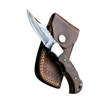 Couteau de chasse en acier Damas à lame fixe, pointe en U, manche en bois, épaisseur 0,6 mm, couteaux pliants à vendre à bas prix