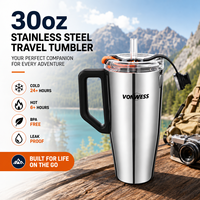 2 gobelets isothermes en acier inoxydable personnalisés avec poignée, fabricant OEM de vaisselle pour boissons