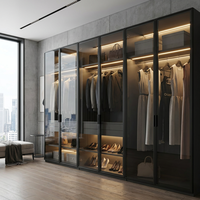 Système de dressing moderne sur mesure haut de gamme avec portes vitrées et éclairage LED intégré pour chambre et salon – Maison de luxe