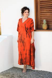 ชุดเดรสยาวผ้าฝ้ายมัดย้อมสำหรับผู้หญิงใหม่2025ชุดเดรสสำหรับเป็นของขวัญลายดอกไม้สไตล์โบฮีเมียนคาฟตันสำหรับว่ายน้ำ - Product Image 2