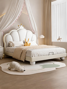 Letto Principessa Moderno in Pelle Rosa <span class=keywords><strong>per</strong></span> Cameretta Bambini, Letto a Castello, Letto Matrimoniale e King Size, Culla Lussuosa <span class=keywords><strong>per</strong></span> Arredamento Appartamento - Product Image 2