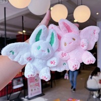 Porte-clés/Pendentif en peluche lapin volant mignon avec oreilles mobiles - Adorable lapin ailé en polyester et coton PP (Pendentif de sac à dos)