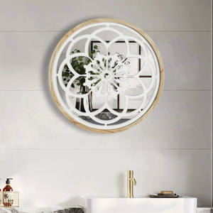 Specchio da Parete Gotico Retrò Europeo con Cornice Intagliata a Rosa da 57 cm per Soggiorno, Camera da Letto, <span class=keywords><strong>Ingresso</strong></span>, Decorazione Murale Stile Fattoria - Product Image 2