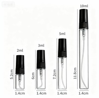 Ensemble de flacons vaporisateurs miniatures en verre cylindriques personnalisés avec logo, 2 ml, 3 ml, 5 ml, imprimés en sérigraphie noir/blanc/transparent, avec carte en papier
