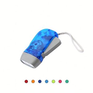 Linterna Promocional de Manivela, Mini Linterna de Plástico Azul con Generador de Manivela, 3 Lámparas LED con Dinamo - Product Image 1