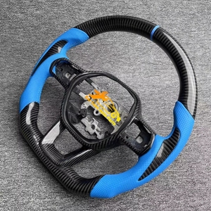 Volant sport haute performance avec fibre de carbone véritable et cuir bleu pour CRV, volant de voiture personnalisé - Product Image 3