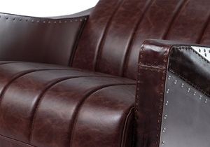 Sillón Retro K676 de alta <span class=keywords><strong>calidad</strong></span>, silla de ocio de acero inoxidable de cuero genuino con diseño Industrial para sala de estar, uso en Hotel - Product Image 5