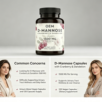 Vente en gros OEM D-Mannose 120 capsules végétaliennes 1500mg Canneberge Pissenlit Fournisseur Marque Privée