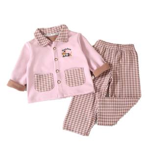 Pyjamas pour enfants pour l'automne et l'hiver nouveaux vêtements de maison à carreaux en <span class=keywords><strong>velours</strong></span> givré pour garçons et filles pour 0-9 ans ensemble deux pièces - Product Image 6