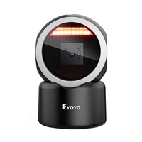 Eyoyo Pemindai Kode Batang Desktop 2D, Pemindai Kode Batang QR 1D, Hands-Free Omnidirectional dengan Layar Pemindai Sensor Otomatis