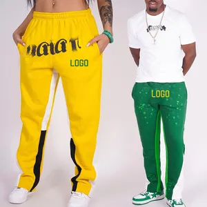 custom puff print logo stacked sweat pants Men Golf Trousers Casual Zipper Chino Slim Fit Suit Pant jogger flared sweatpants