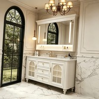 Meuble-lavabo de salle de bain moderne de luxe résistant à l'eau avec miroir intelligent, personnalisable pour villa, vente directe usine