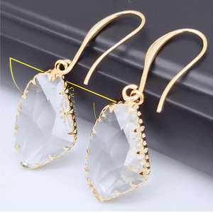 2019 vender geométrica cristal gota pendiente para las <span class=keywords><strong>mujeres</strong></span> elegante grande de piedras preciosas colgante anzuelo pendiente - Product Image 5