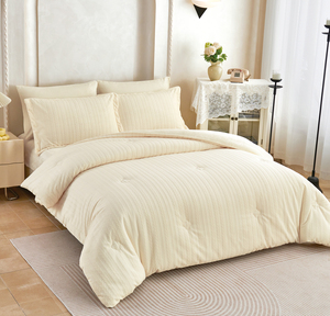 Set di Biancheria da Letto di Lusso 6 Pezzi, Copripiumino Moderno in Tinta Unita, Misura <span class=keywords><strong>Queen</strong></span>, 400TC, Lavato e Spazzolato, Confortevole in Poliestere - Product Image 1