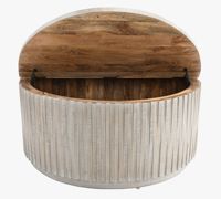 Table basse ronde moderne en bois massif avec structure en acier, facile à nettoyer, meubles de salon