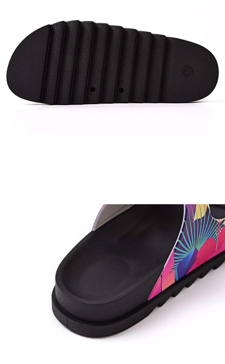 Women Fashion Foam Sole Sandals Custom Design Stripe Sole Flat Shoes Cheap Slippers