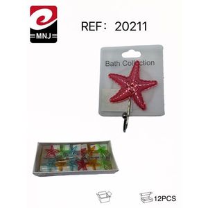 Ganci a ventosa a forma di stella marina per bagno, set da 12 pezzi, multicolore, per appendere vestaglie - Product Image 1